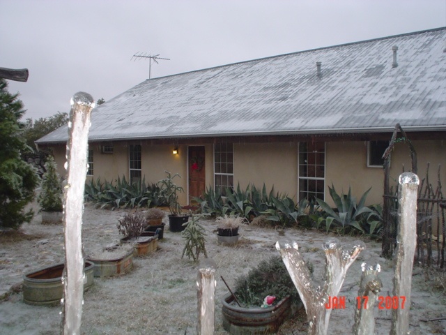 Our straw bale home in ice, 01/17/07